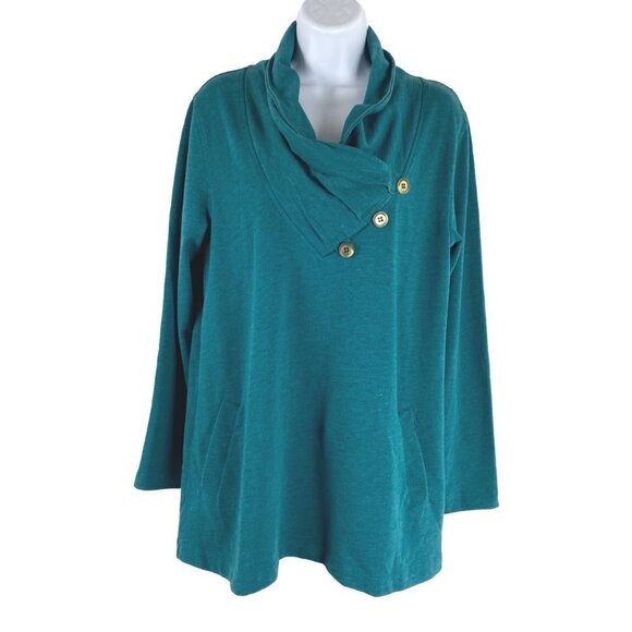 Soft Surroundings Westminster Sweatshirt Small Spruce Green NWT TP-2394 - Picture 1 of 10